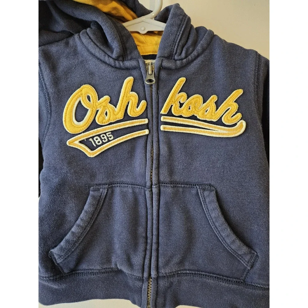 Osh Kosh B'Gosh‎ Hoodie Boy's Size 2T Toddler Zip-Up Hooded Lined Pockets